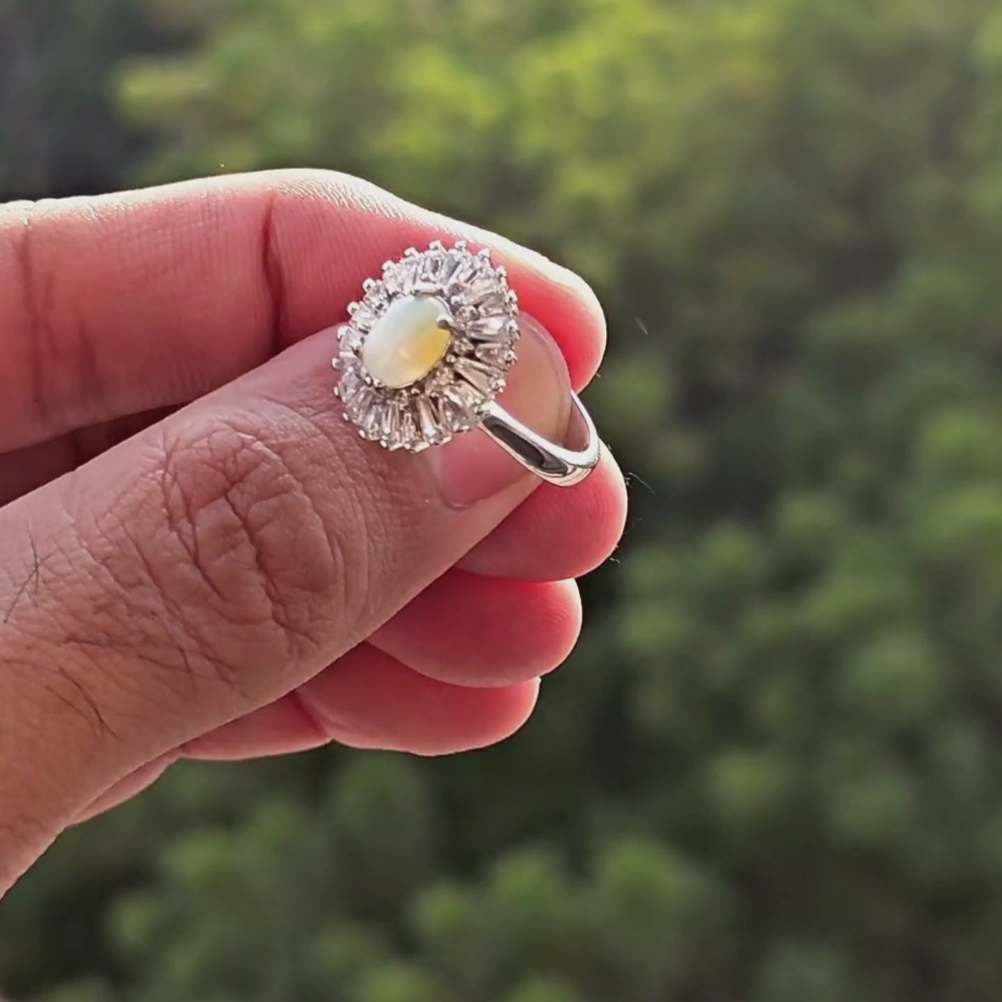 Real Ethiopian Opal Stone 925 Italian Silver Ring for Ladies