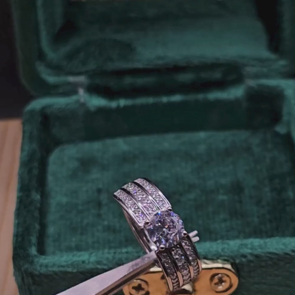 1 Carat Moissanite Diamond Italian silver Ring Adjustable