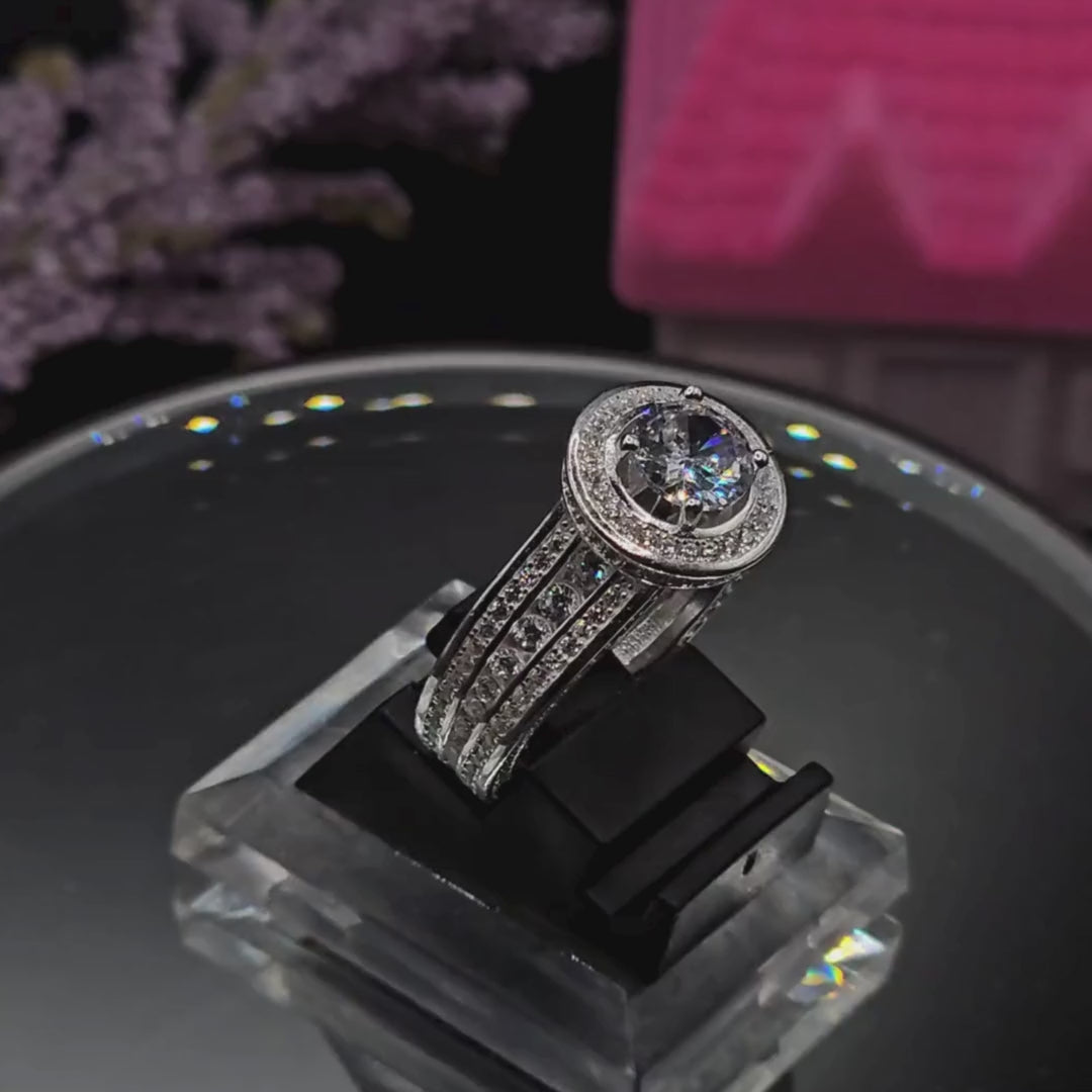 925 Italian Silver Moissanite Diamond Ring