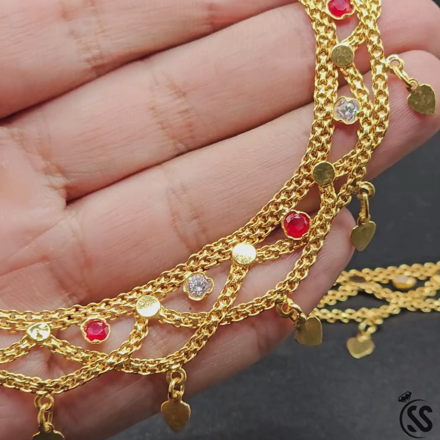 Elegant Gold-Plated Silver Anklet with Zircon Stones