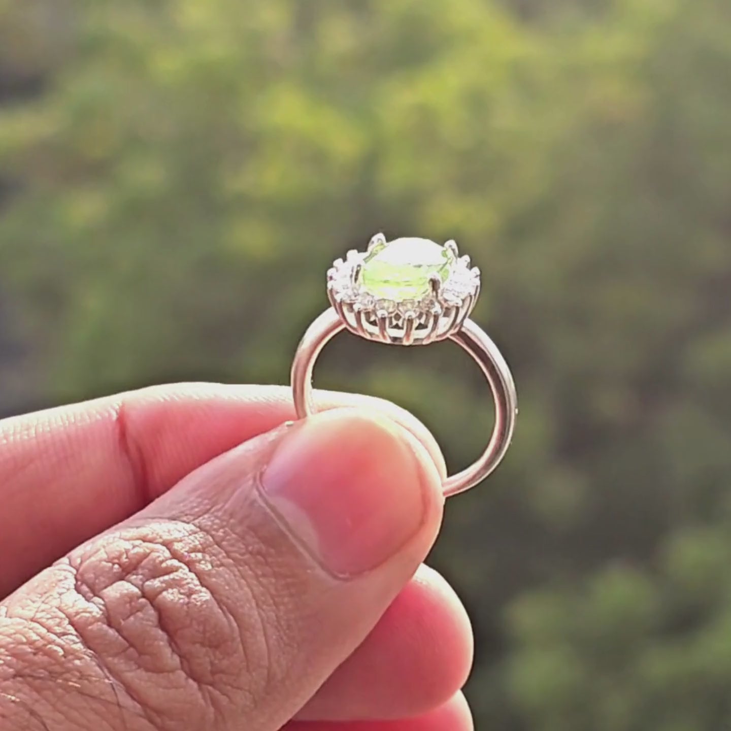 925 Italian Silver Ring with real Peridot Stone