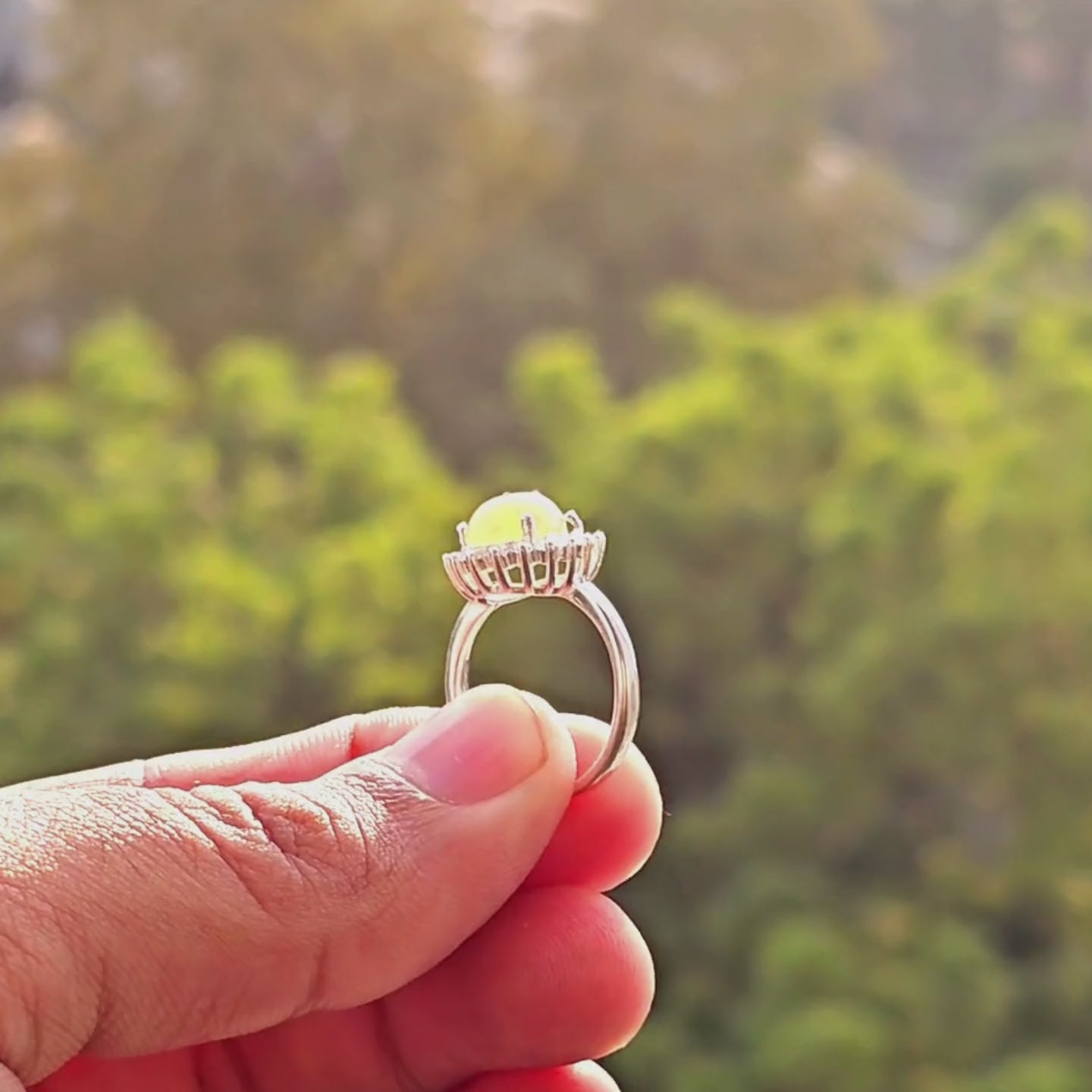 Real Ethiopian Opal Stone 925 Italian Silver Ring for Ladies