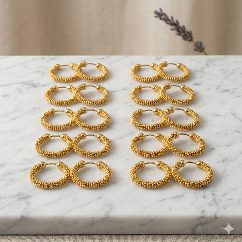 24 Carat Gold Plated Pure Silver Earrings - 15mm