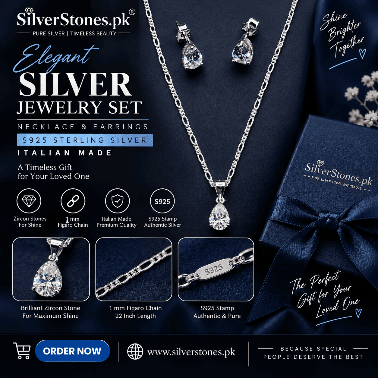 Italian Silver 925 Diamond style Pendant