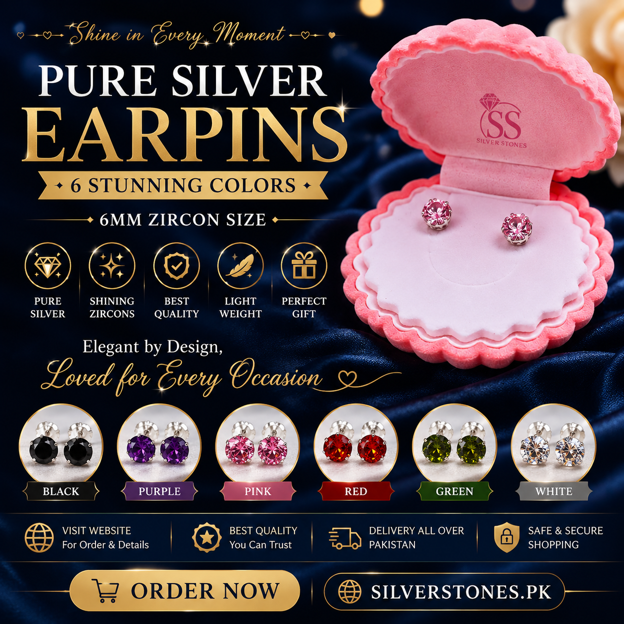 6 mm Zircon Chandi Ear Pins (Tops)