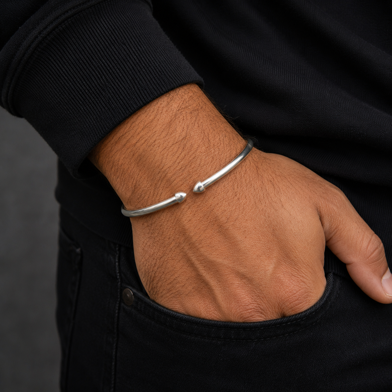 Handmade Silver Wrist Band (Kara) for Gents