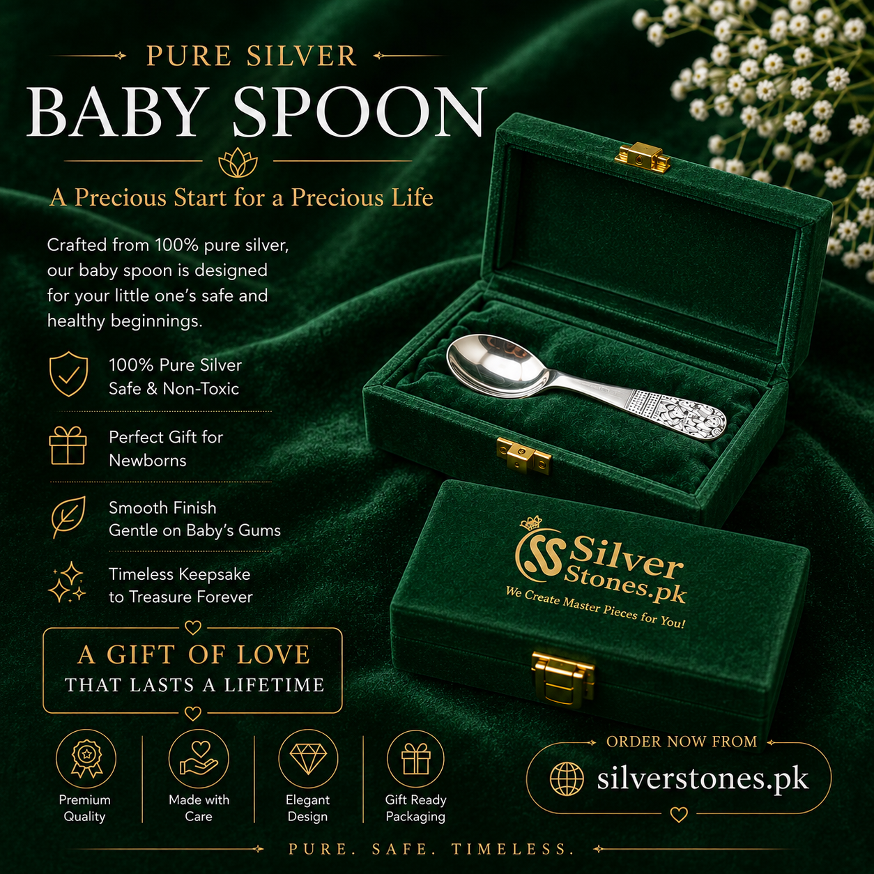 Pure Silver Baby Spoon 3 Inches | Chandi Baby Spoon