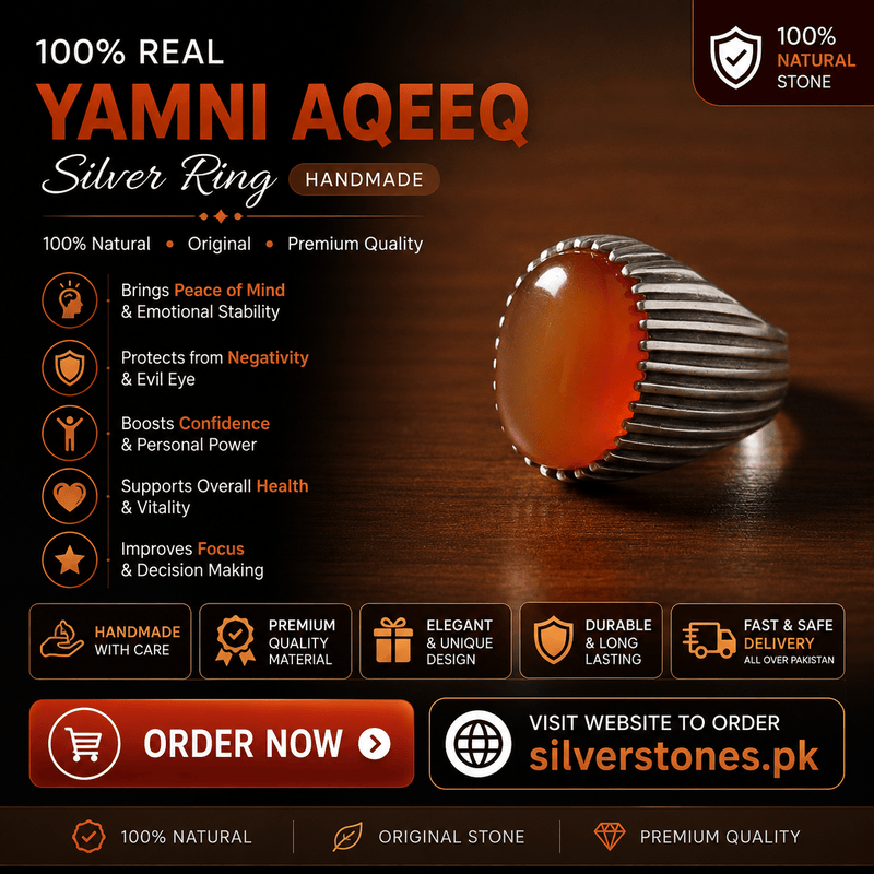 Premium Real Brown Aqeeq Pure Silver Ring for Men – Elegant Handmade Gents Ring