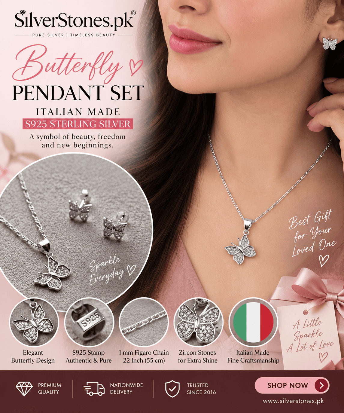 Sterling Silver Pendant Set from Italy
