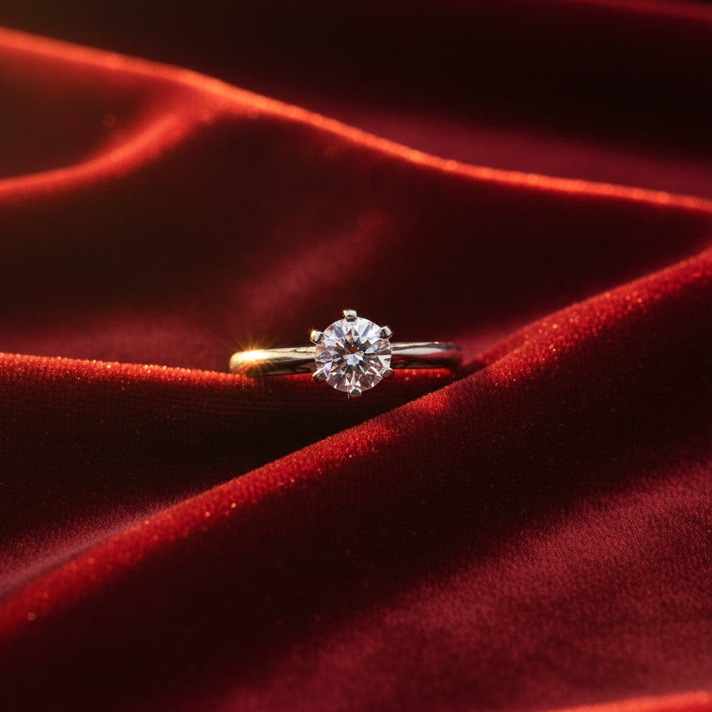 SilverStones.Pk ladies' 1 carat moissanite diamond ring in silver, showcasing a round brilliant cut stone set in a classic solitaire band.