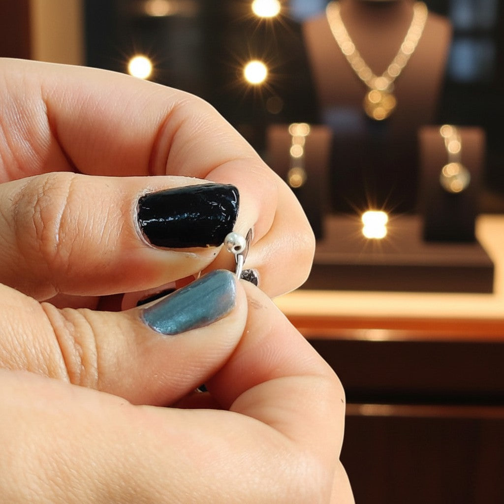 SilverStones.Pk 10mm genuine silver nose ring with a small bead detail. Delicate and versatile.