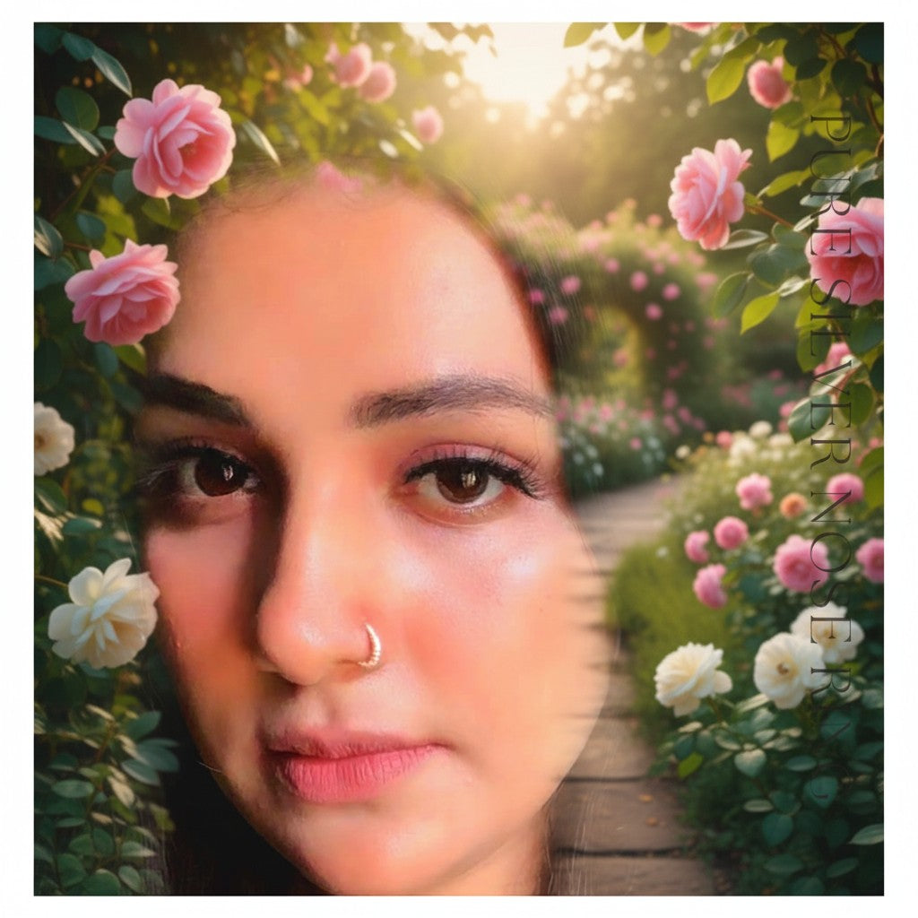 SilverStones.Pk 10mm pure silver nose ring with a delicate, subtle design for everyday wear.