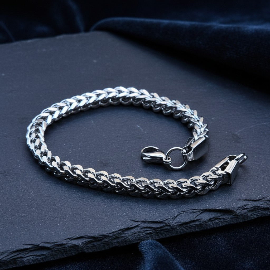 SilverStones.Pk 6mm stainless steel gents Cuban link bracelet with a heavy, premium look and secure clasp.