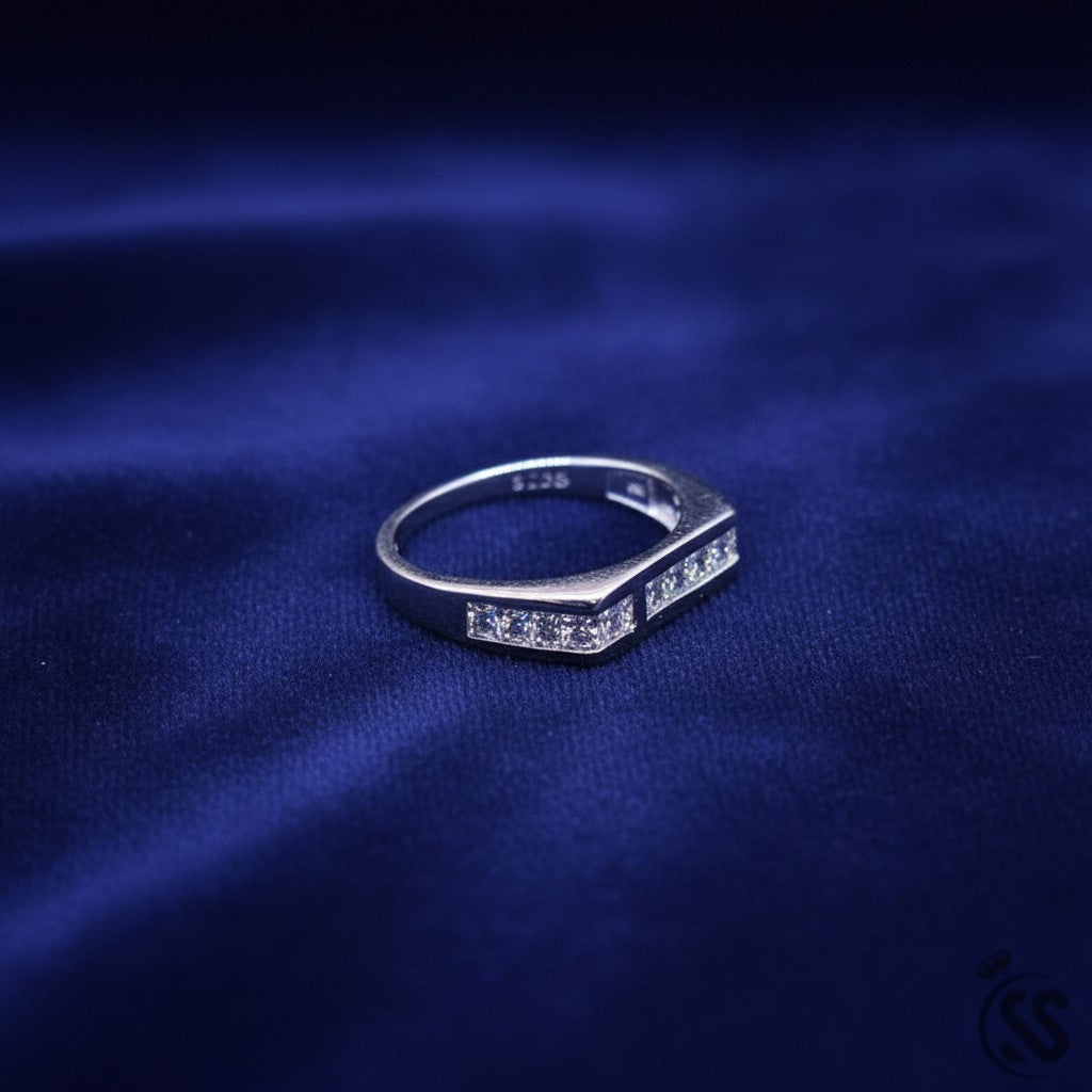 SilverStones.Pk 925 Sterling Silver Italian Gents Ring with micro zircons. Masculine design with subtle brilliance.