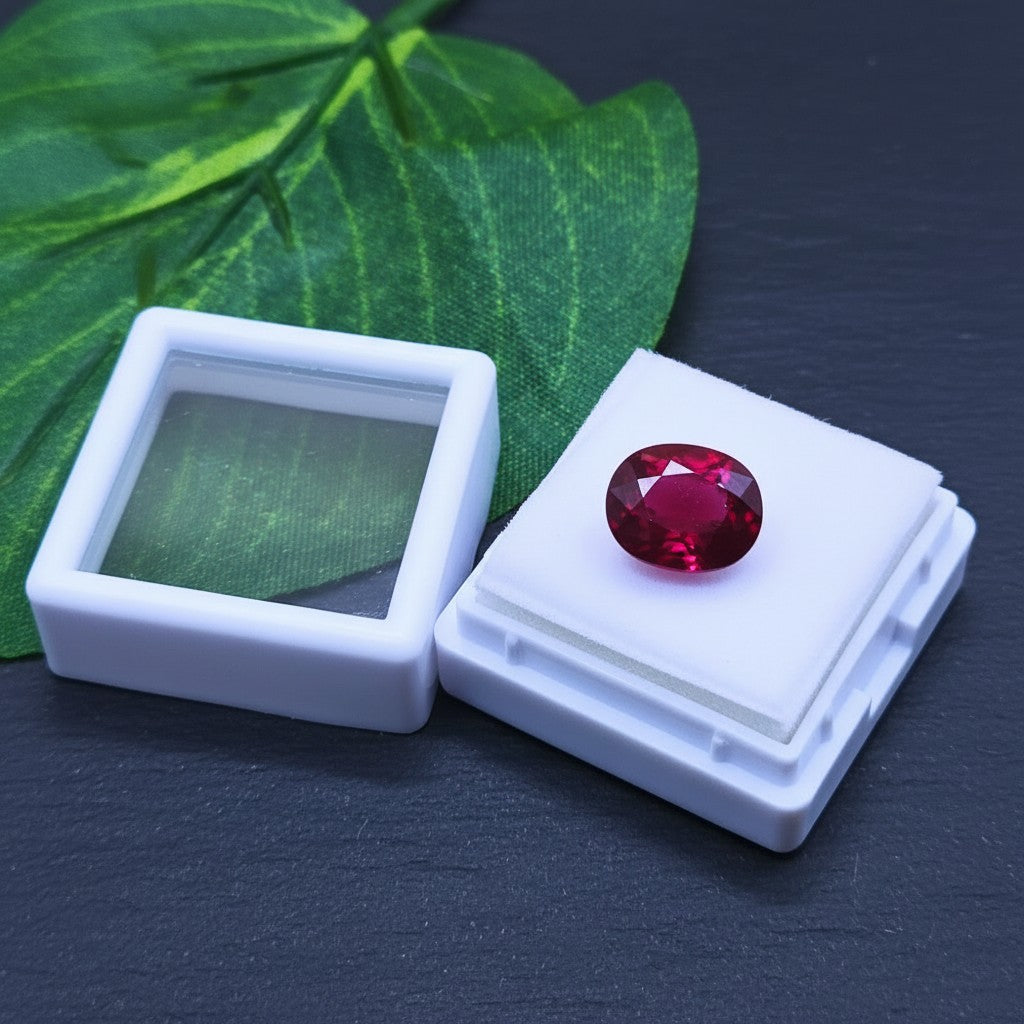SilverStones.Pk 5 carat oval dark maroon African ruby gemstone with natural brilliance and durability, ideal for statement jewelry.