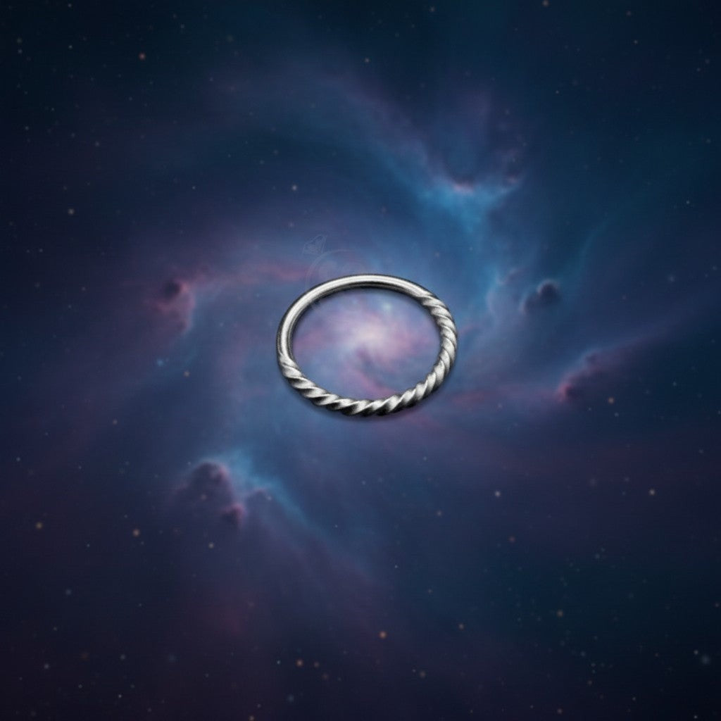 SilverStones.Pk Chandi nose ring, 8mm, genuine pure silver with a twisted rope design for a subtle sparkle.