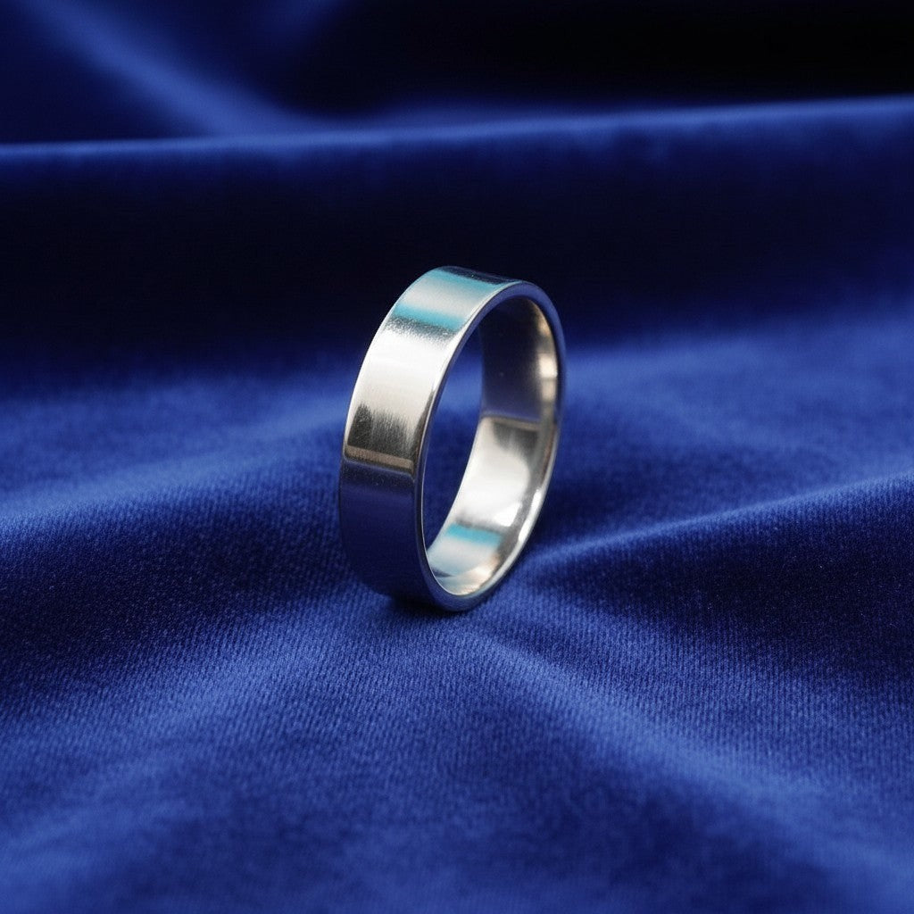 SilverStones.Pk classic polished sterling silver band ring, smooth minimalist design for everyday wear.