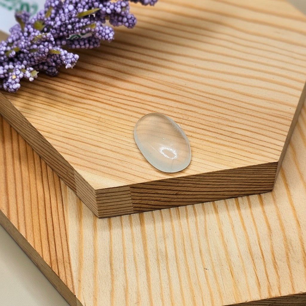 SilverStones.Pk oval clear Dur-e-Najaf gemstone, 21 carats, A+ quality, natural quartz from Najaf.
