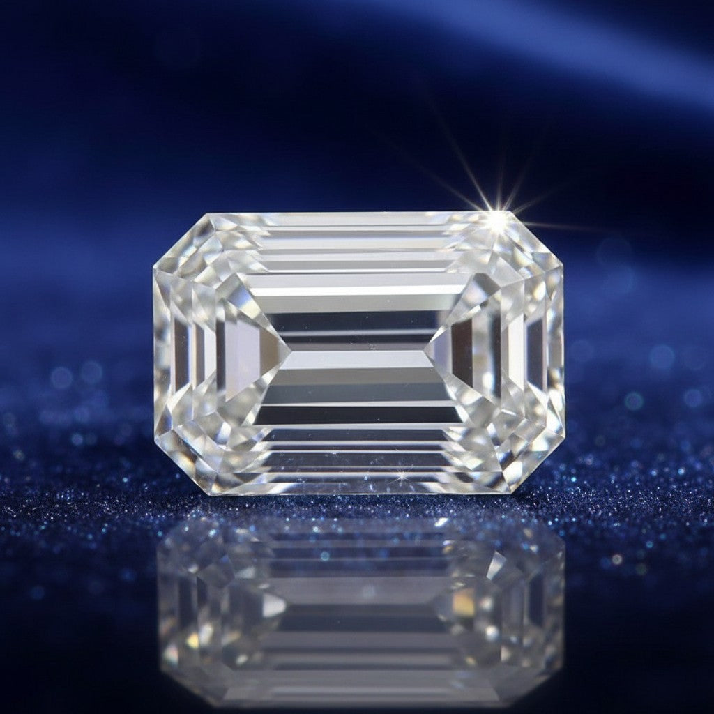 SilverStones.Pk emerald cut moissanite diamond, 1-4 carat, D color, VVS1 clarity, excellent cut, with GRA certificate.