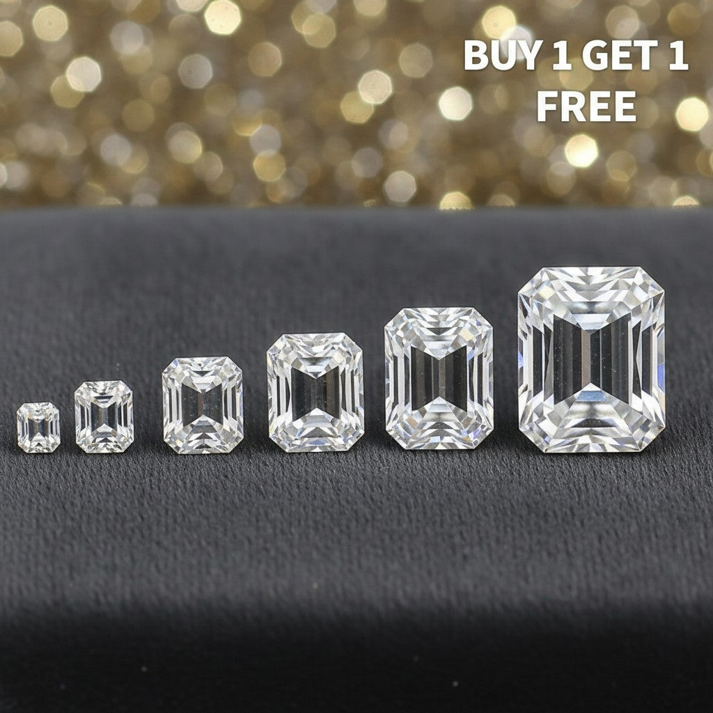 SilverStones.Pk emerald cut moissanite diamond, 1-4 carat, D color, VVS1 clarity, excellent cut, with GRA certificate.