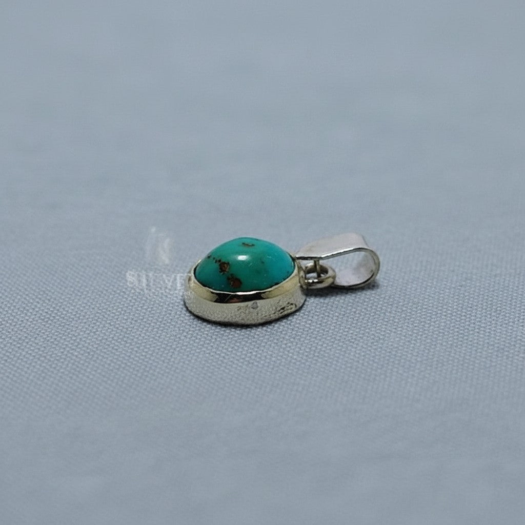 SilverStones.Pk handmade pendant with a real Shajri Iranian Feroza gemstone set in silver (chandi).