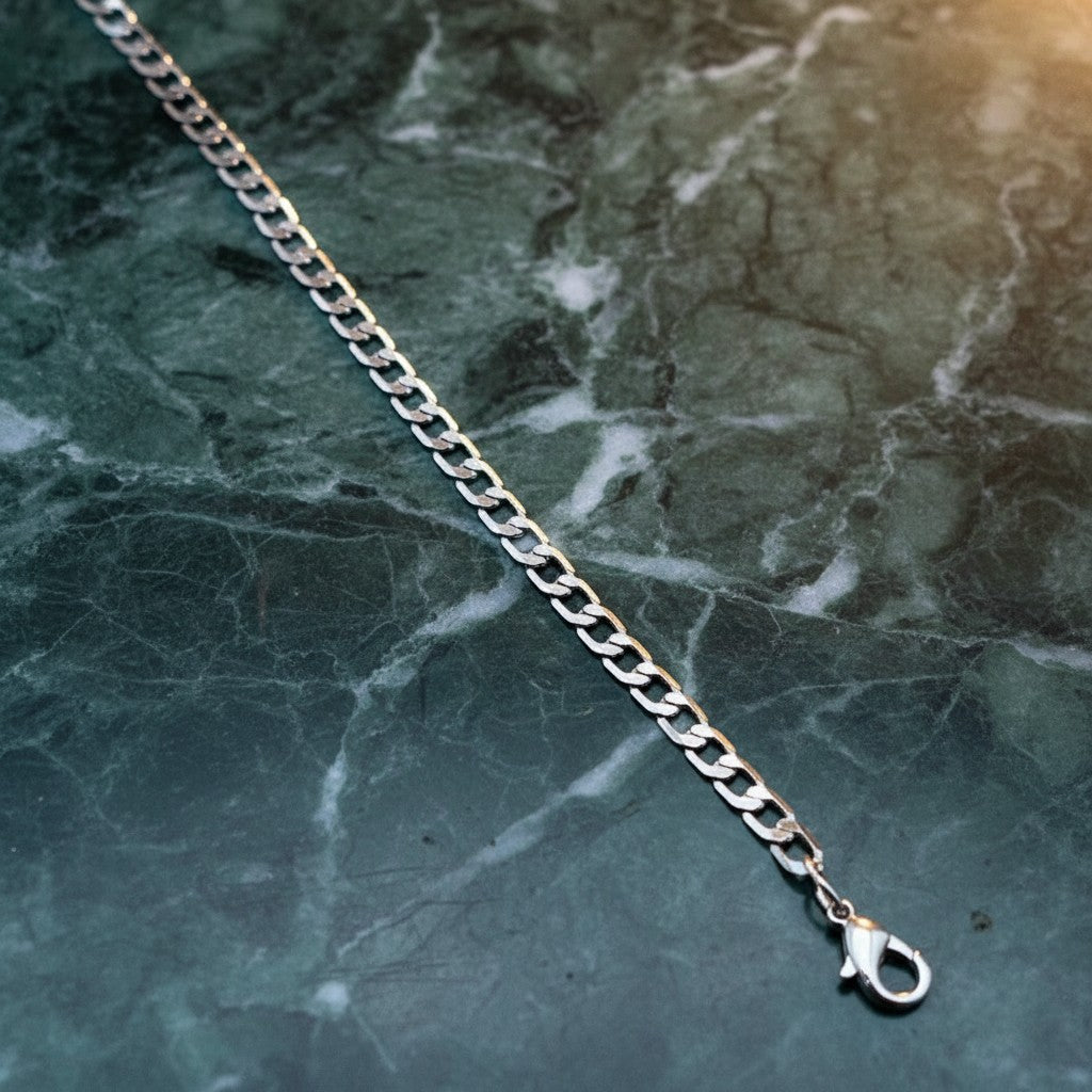 SilverStones.Pk men's 4mm stainless steel Cuban chain necklace, 18 inches long, classic link design, ideal for daily wear.