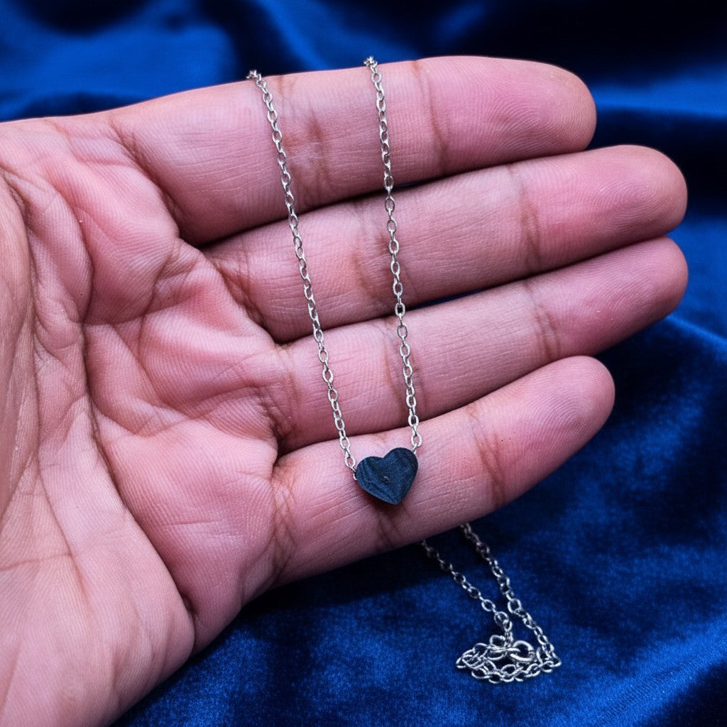 SilverStones.Pk imitation ladies heart pendant necklace with a delicate silver chain. Perfect for everyday wear.