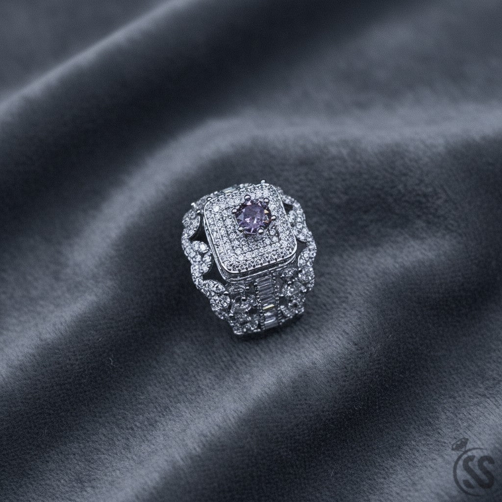 SilverStones.Pk Italian 925 sterling silver antique style ring with rhodium plating and intricate detailing.