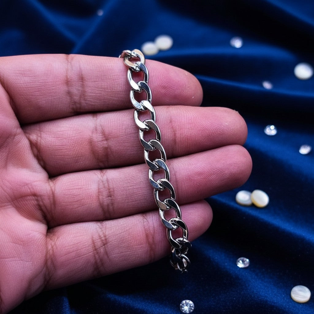 SilverStones.Pk men's 7mm wide stainless steel Cuban chain necklace, 20 inches long, for a bold, luxury look.