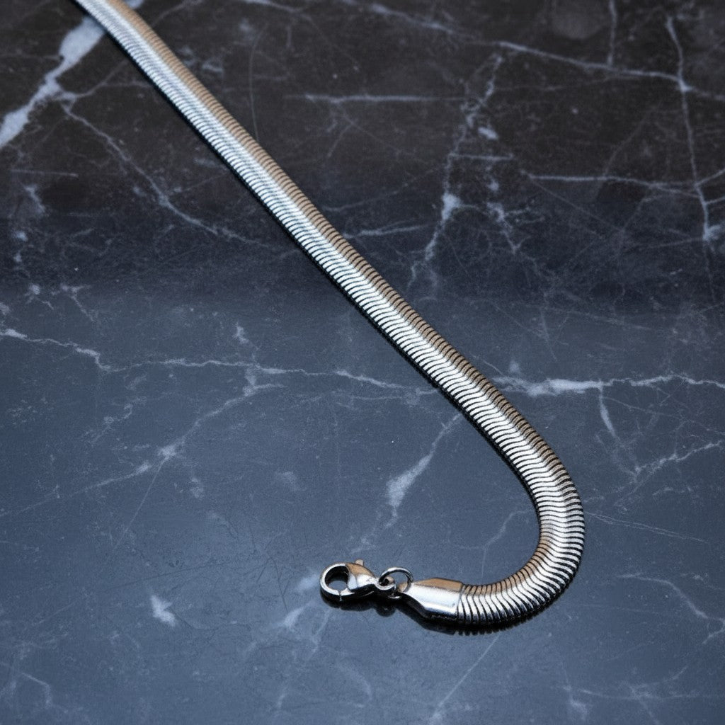 SilverStones.Pk men's 5mm stainless steel snake chain bracelet with lobster clasp. Sleek, flexible, and durable.