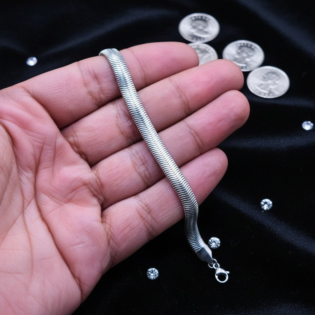 SilverStones.Pk men's 5mm stainless steel snake chain bracelet. Sleek, flexible, and durable for daily or formal wear.