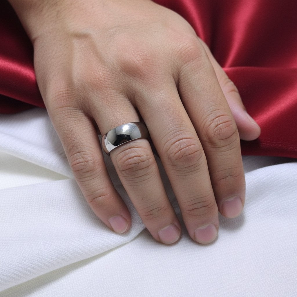 SilverStones.Pk premium quality silver imitation ring band with a simple, elegant design. Durable and comfortable for everyday wear.