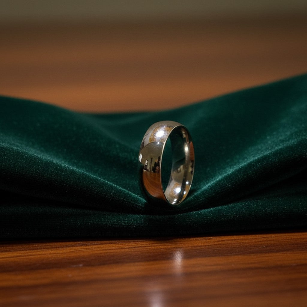 SilverStones.Pk silver imitation ring band, simple and elegant design, suitable for men and women.