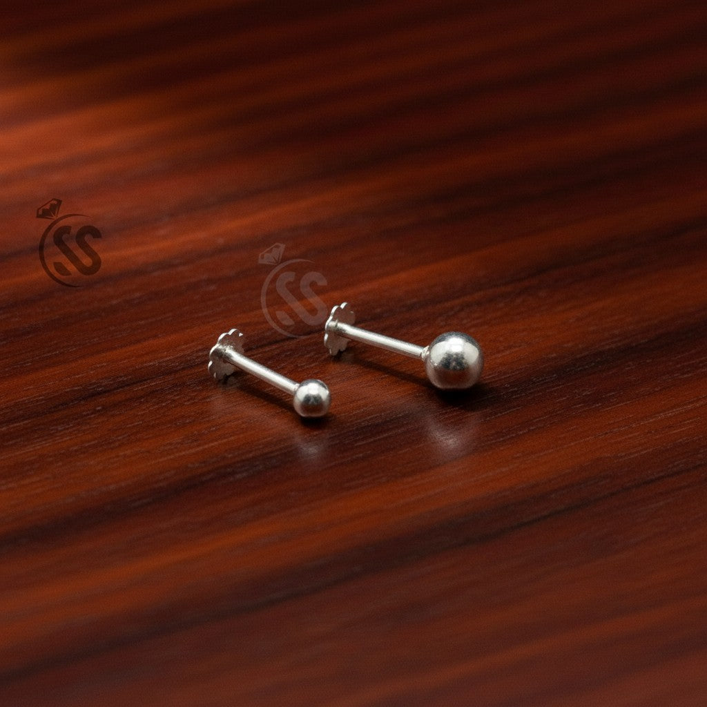 SilverStones.Pk authentic silver nose pin with a subtle ball end and secure backing, perfect for everyday wear.