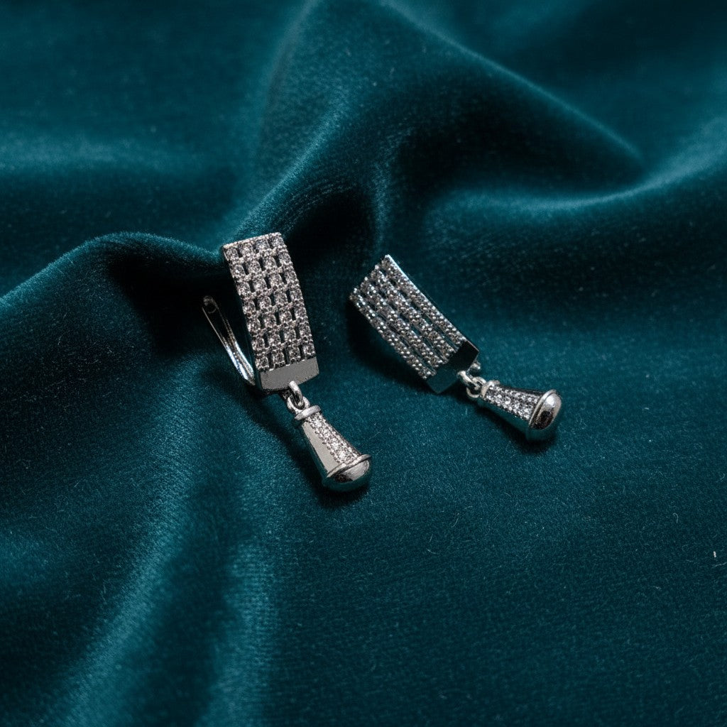 Silver color ladies earrings with real zircon stones and a long-lasting shine. SilverStones.Pk