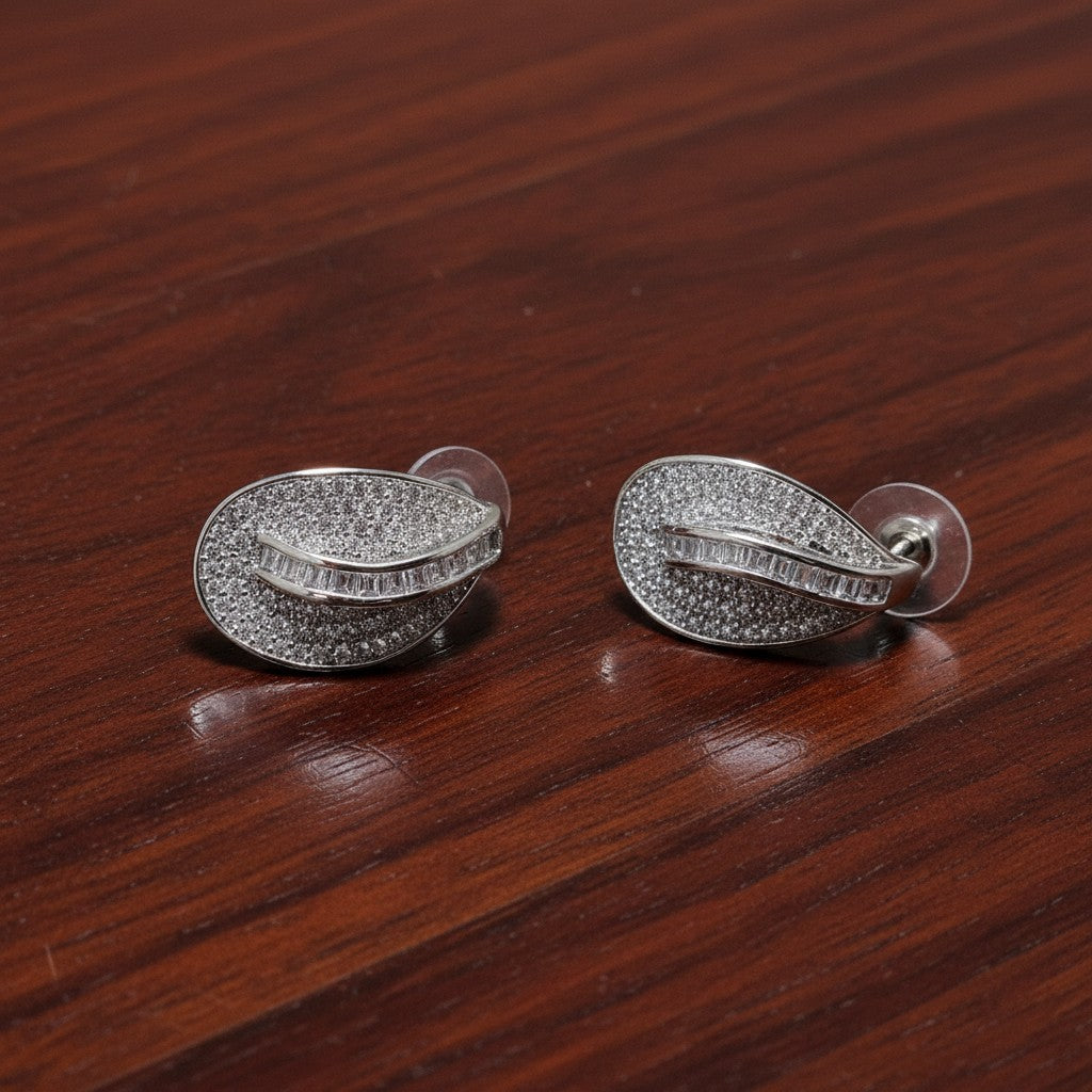 Silver color teardrop earrings with real zircon stones and excellent finishing from SilverStones.Pk