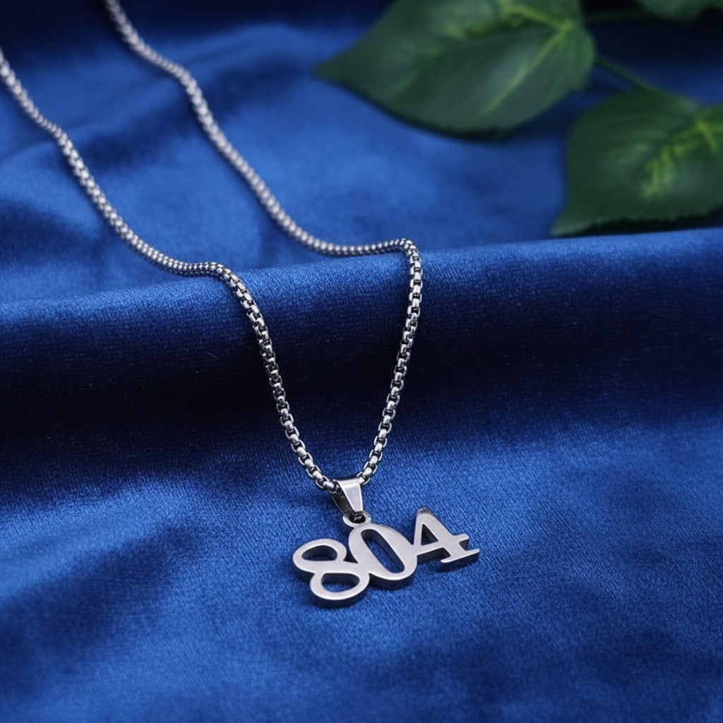SilverStones.Pk stainless steel gents pendant with chain, featuring a stylish '804' design. Durable and elegant.