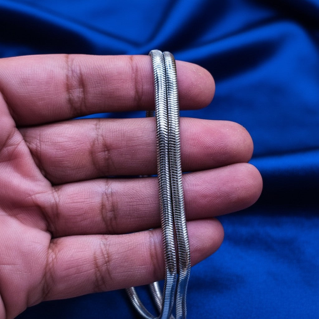 SilverStones.Pk men's 4mm stainless steel snake chain necklace, 20 inches long, sleek and modern design.