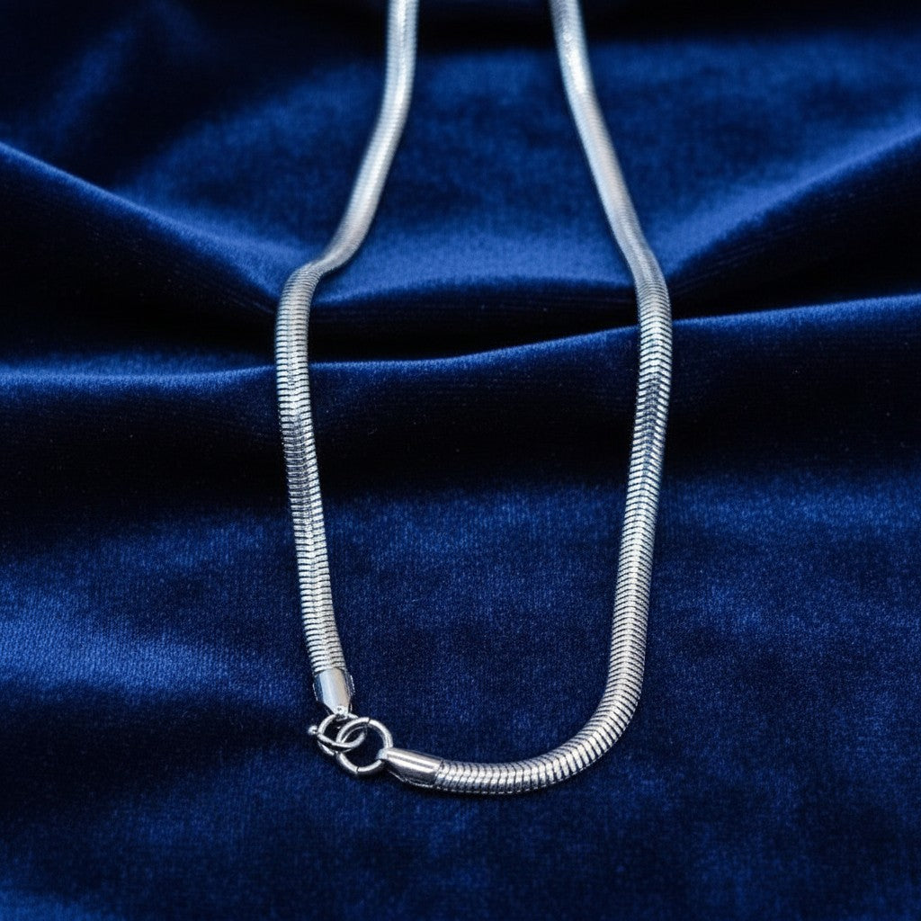SilverStones.Pk men's 4mm stainless steel snake chain necklace, 20 inches long, sleek and modern design.