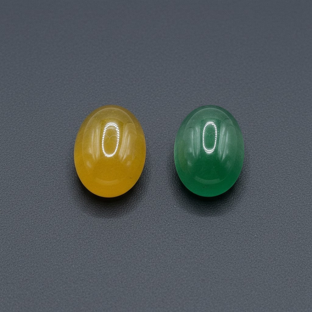 SilverStones.Pk yellow and green oval Yamni Aqeeq stones, ideal for jewelry making and spiritual protection.