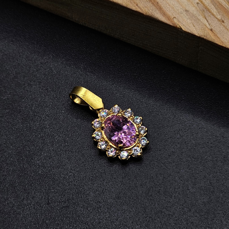 925 Silver Pendant with 24K Gold Plating & Zircon Stones for Ladies