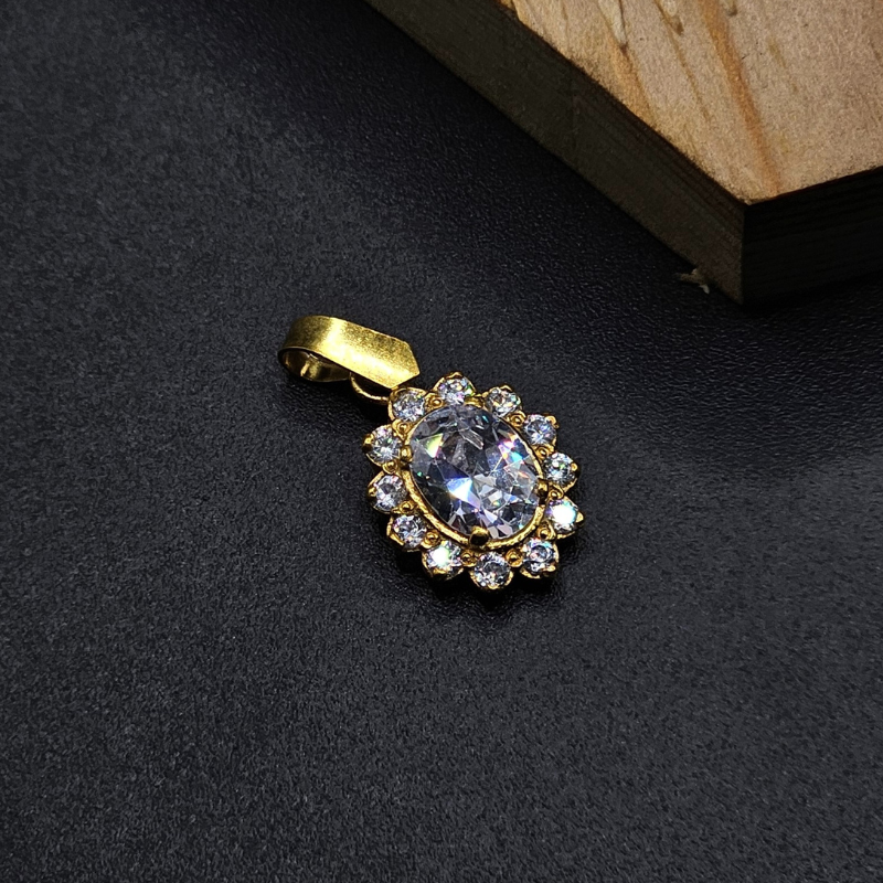 925 Silver Pendant with 24K Gold Plating & Zircon Stones for Ladies