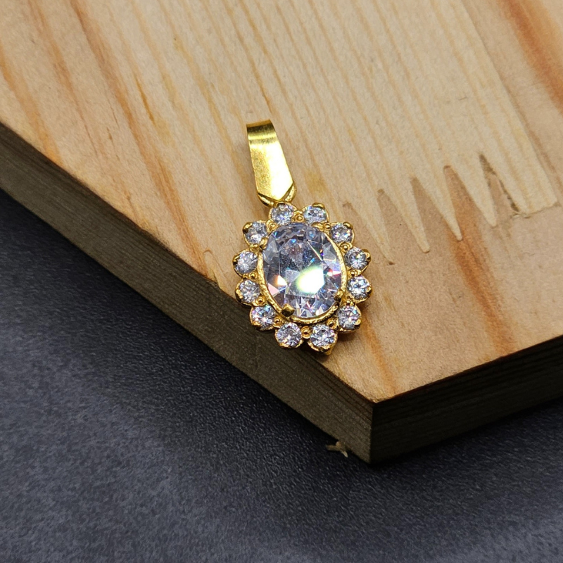 925 Silver Pendant with 24K Gold Plating & Zircon Stones for Ladies