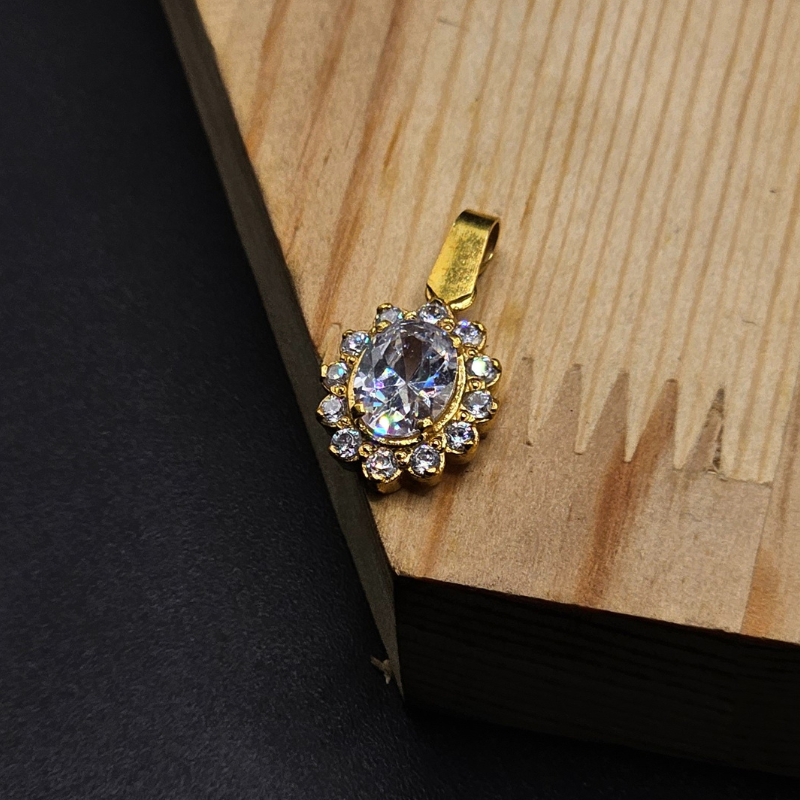 925 Silver Pendant with 24K Gold Plating & Zircon Stones for Ladies