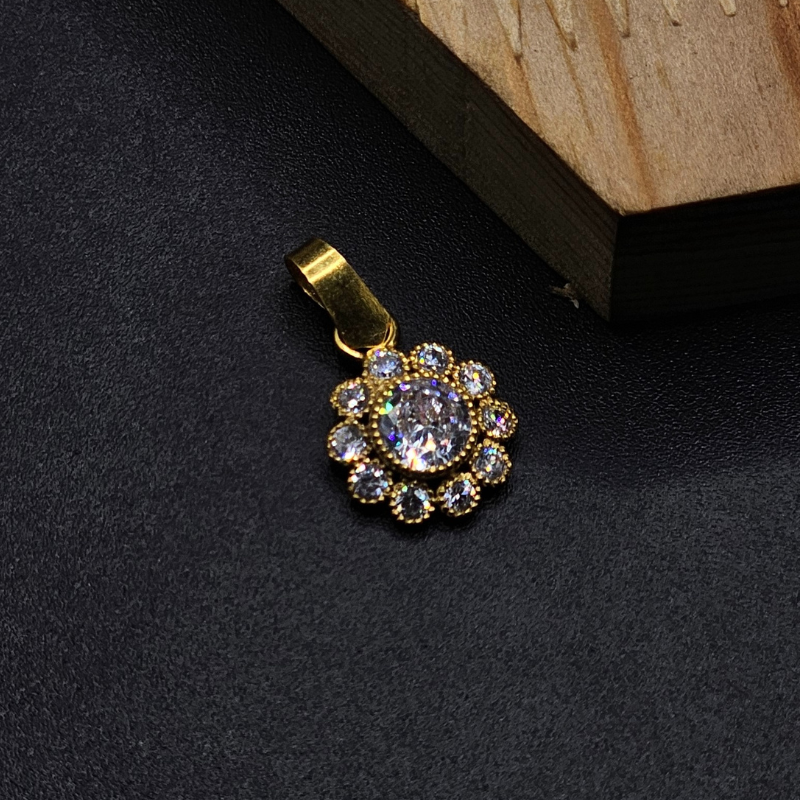 925 Silver Pendant with 24K Gold Plating & Zircon Stones for Ladies