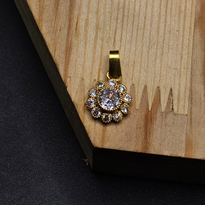 925 Silver Pendant with 24K Gold Plating & Zircon Stones for Ladies