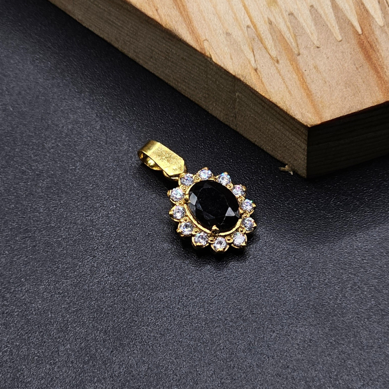 925 Silver Pendant with 24K Gold Plating & Zircon Stones for Ladies