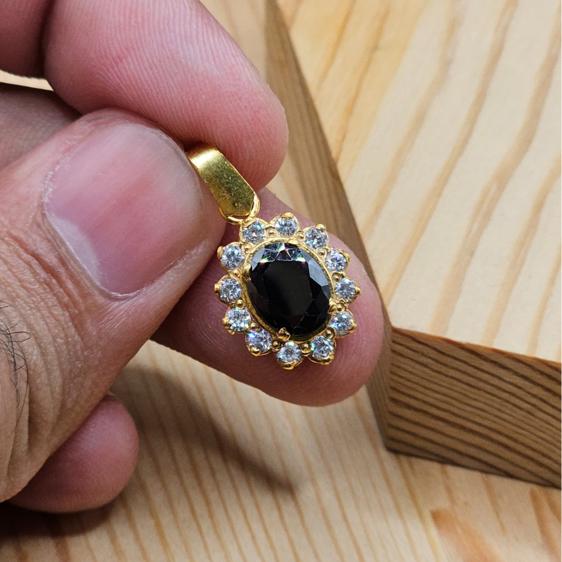 925 Silver Pendant with 24K Gold Plating & Zircon Stones for Ladies