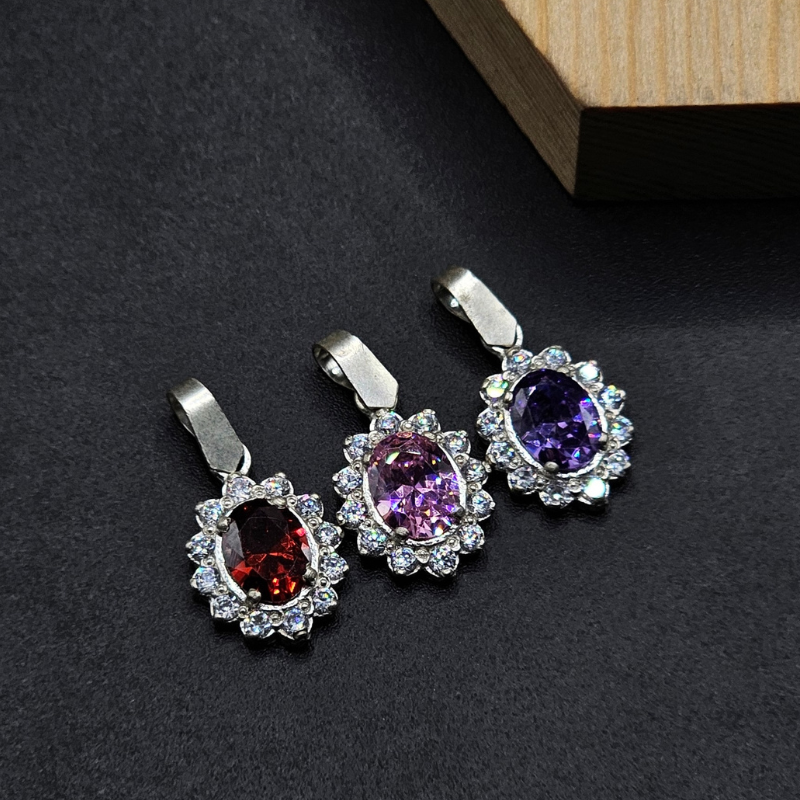 925 Silver Pendant with Zircon Stones for Ladies