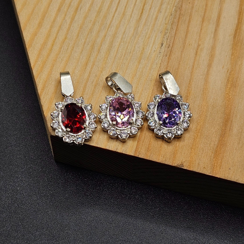 925 Silver Pendant with Zircon Stones for Ladies